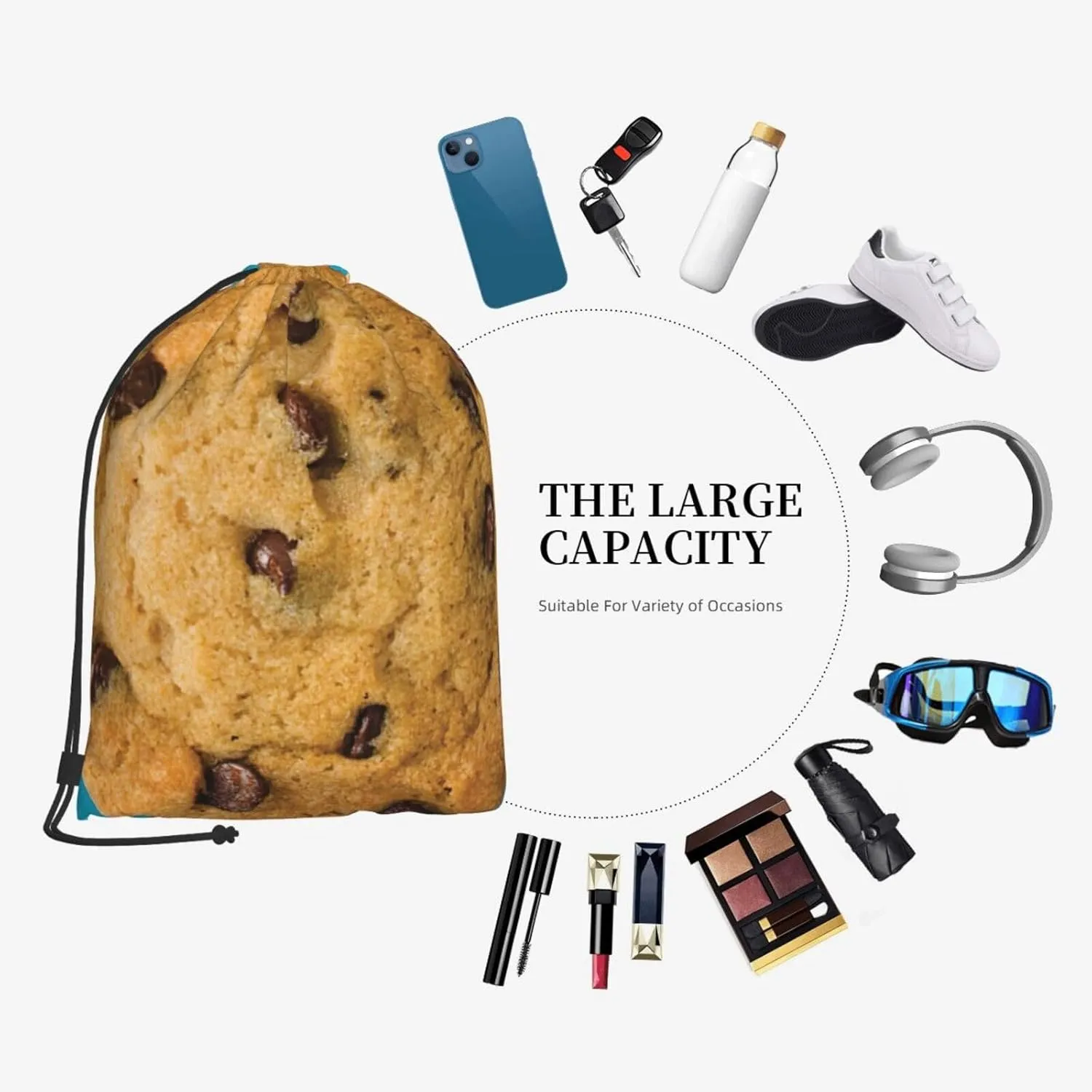 Chocolate Cookie Drawstring Cinch Backpack Polyester Sack Pack String Bag For Hiking Camping Adventure