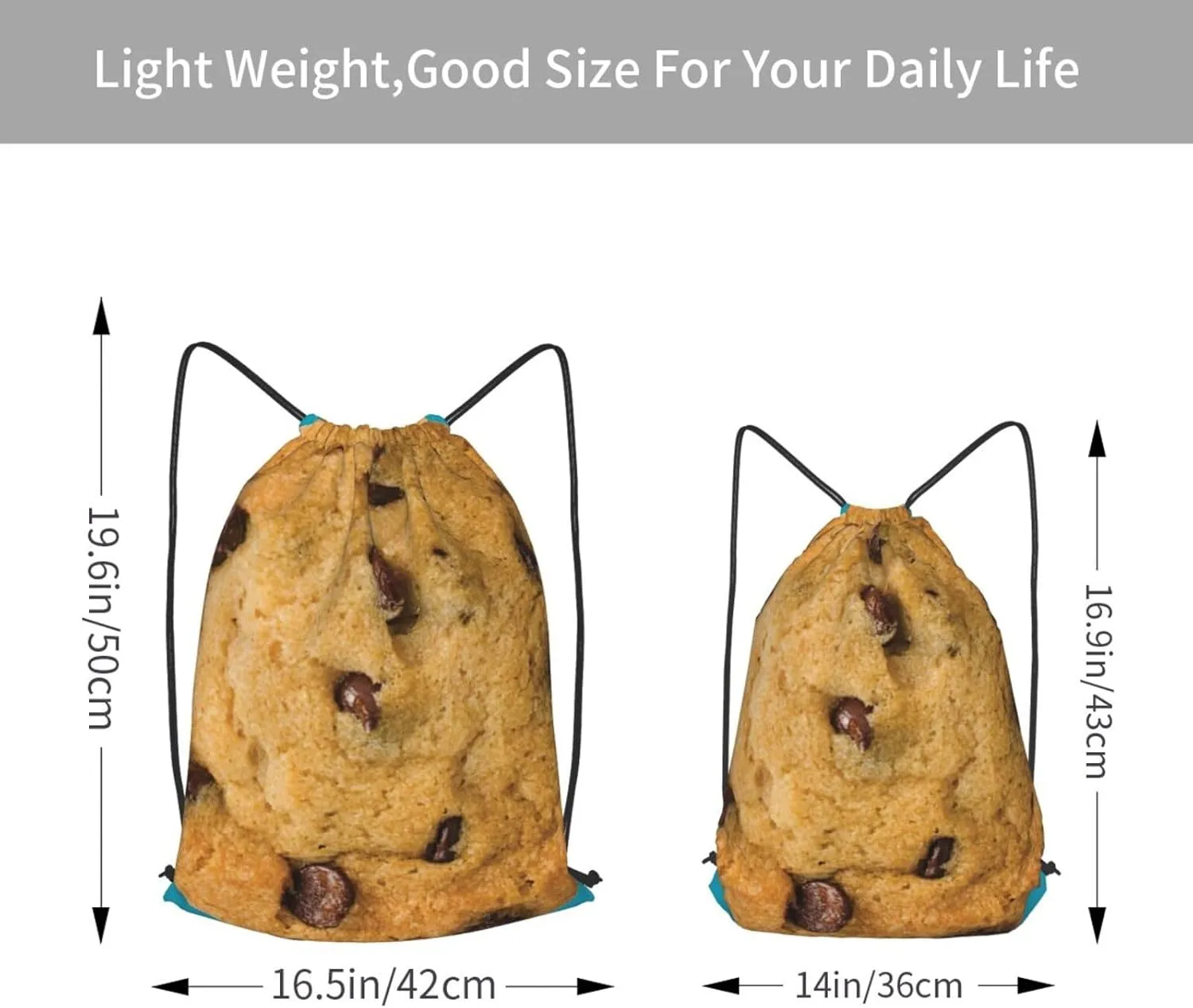Chocolate Cookie Drawstring Cinch Backpack Polyester Sack Pack String Bag For Hiking Camping Adventure