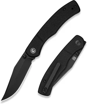 CIVIVI Clingman EDC Pocket Folding Knife with Titanium Reversible Clip, 2.99" Nitro-V Blade G10 Handle Liner Lock Knife, Gift for Men Women C23065-1 (Black)