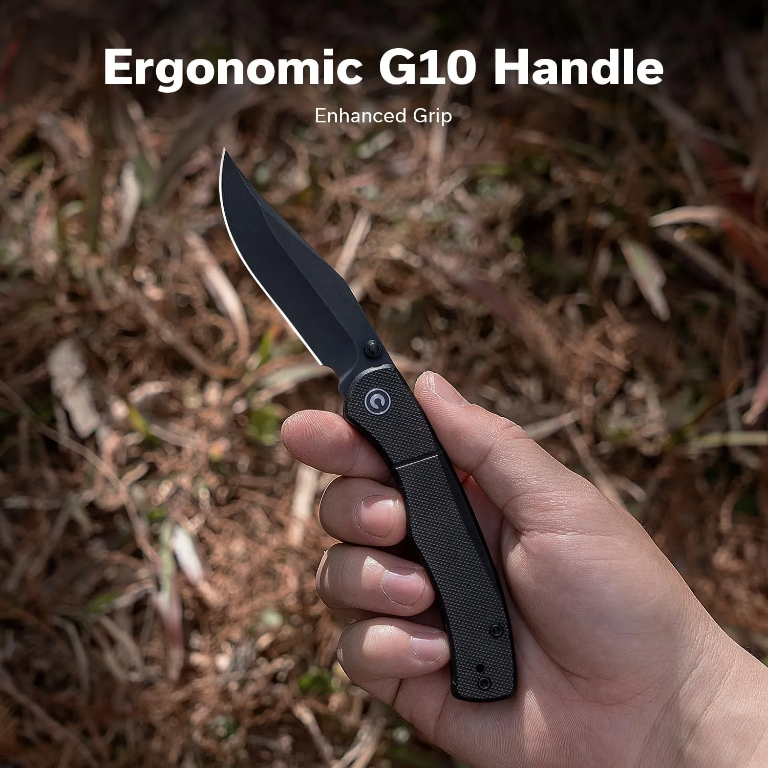 CIVIVI Clingman EDC Pocket Folding Knife with Titanium Reversible Clip, 2.99" Nitro-V Blade G10 Handle Liner Lock Knife, Gift for Men Women C23065-1 (Black)
