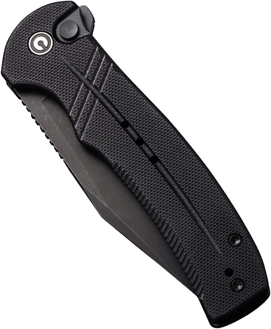 CIVIVI Cogent Button Lock Flipper Pocket Knife, 14C28N Blade G10 Handle, Good for Outdoor EDC Camping C20038D-1 (Black)