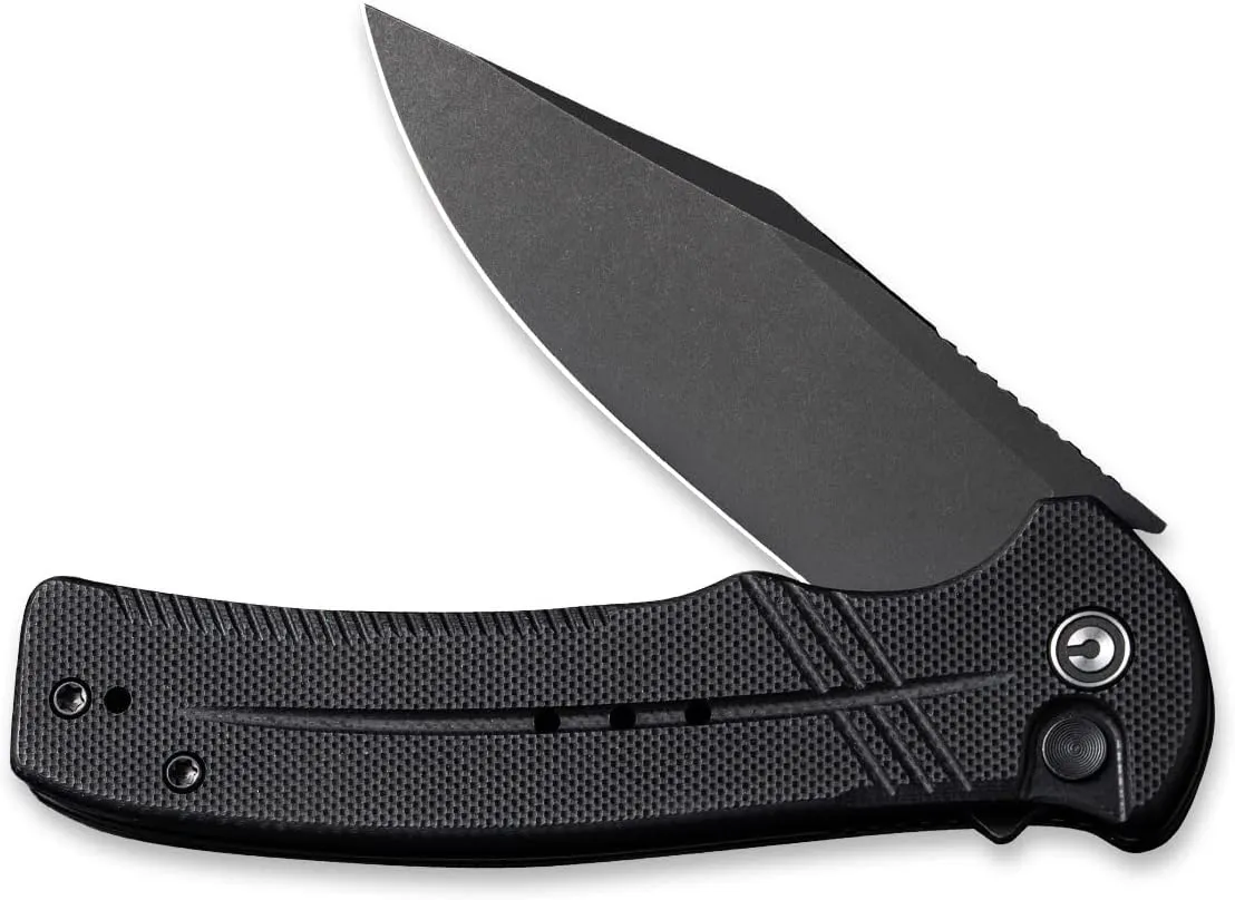 CIVIVI Cogent Button Lock Flipper Pocket Knife, 14C28N Blade G10 Handle, Good for Outdoor EDC Camping C20038D-1 (Black)