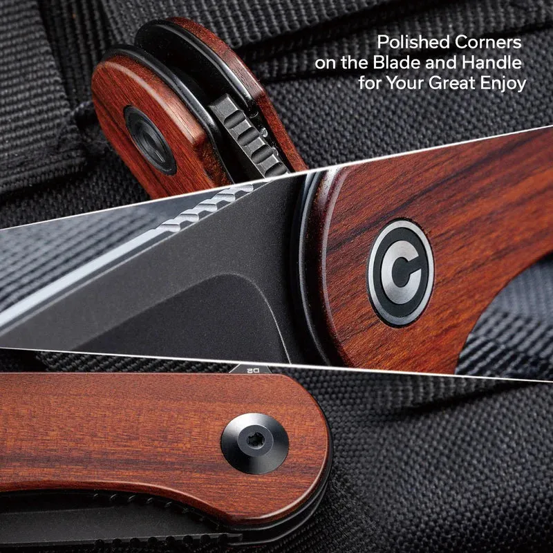 CIVIVI Elementum Flipper Knife Wood Handle