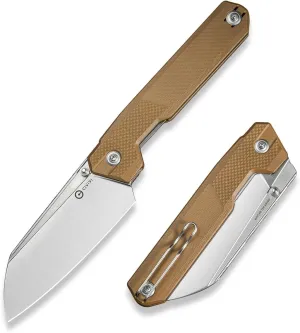 CIVIVI Hid Folding Pocket Knife, 4.14" Sharp 14C28N Blade G10 Handle Nested Liner Lock Kitchen Knife with Thumb Stud Opener, Ideal for Outdoor Use Camping Hiking and EDC C23008-3, Brown