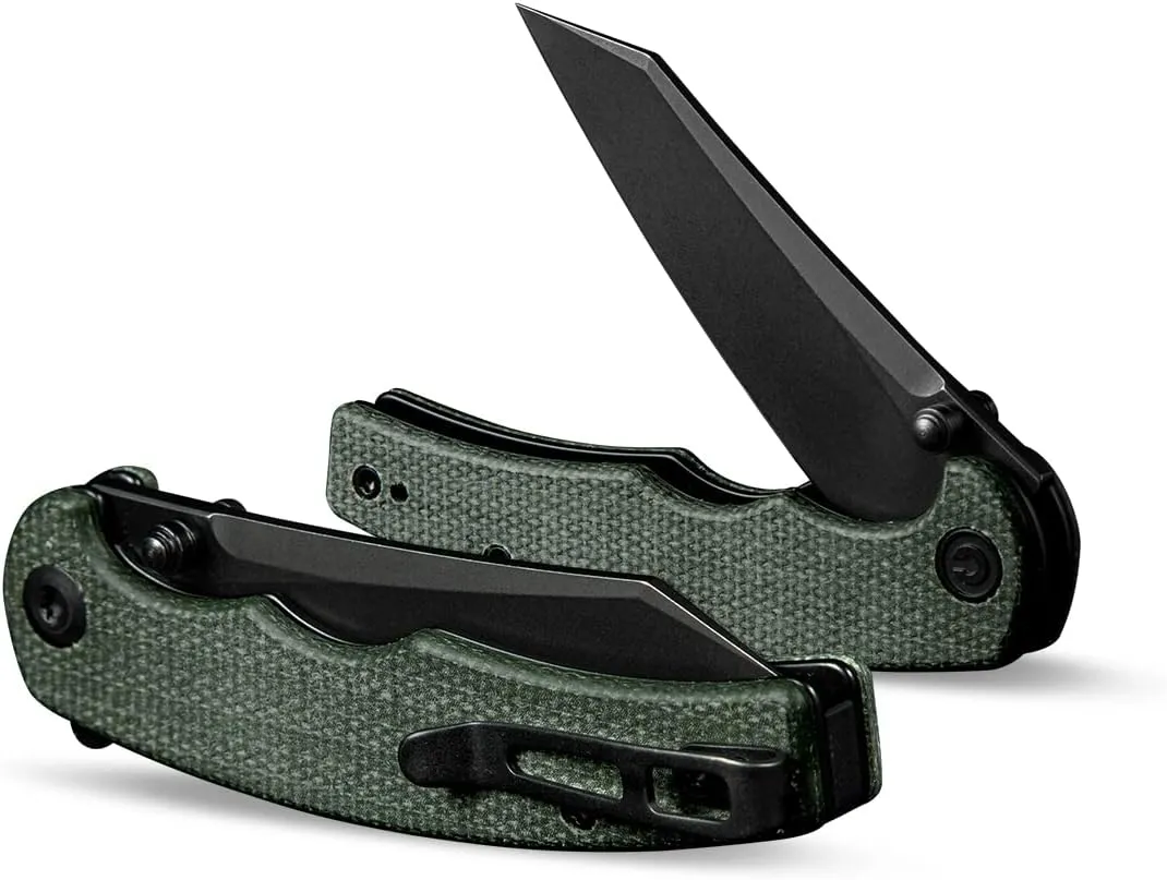 CIVIVI P87 Folder EDC Knife, Kaila Cumings 2.9-in Nitro-V Black Stonewashed Blade Reverse Tanto, Micarta Handle with A Thumb Stud Liner Lock Folding Pocket Knife for Everyday Carry (Green)
