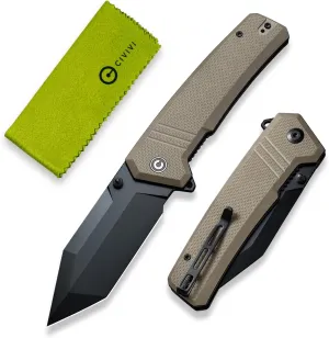 CIVIVI Pocket Knife for EDC, Bhaltair Tanto Folding Knife, 3.98'' 14C28N Blade G10 Handle, Liner Lock Knife for Men Outdoor C23024-2