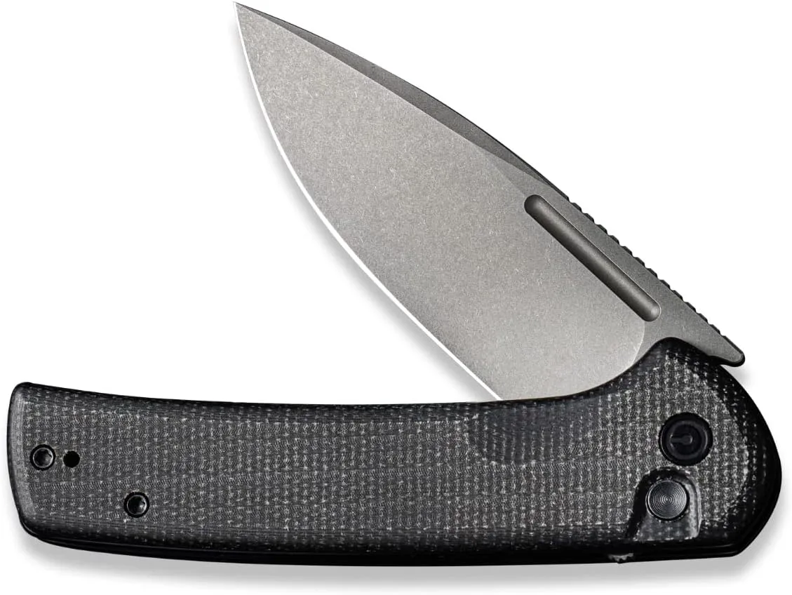 CIVIVI Pocket Knife for EDC, Conspirator Button Lock Folding Knife 3.48" Nitro-V Blade, Black Micarta Handle C21006-1