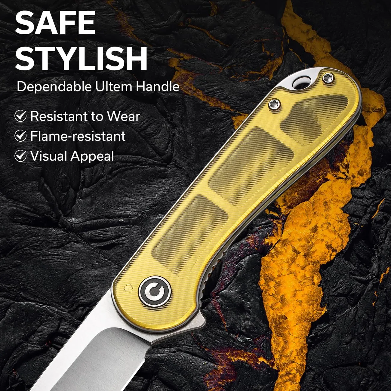 CIVIVI Pocket Knife for Men and Women,Elementum Folding Knife with 2.96" D2 Blade Ultem Handle,Ideal for Utility Gift C907A-4