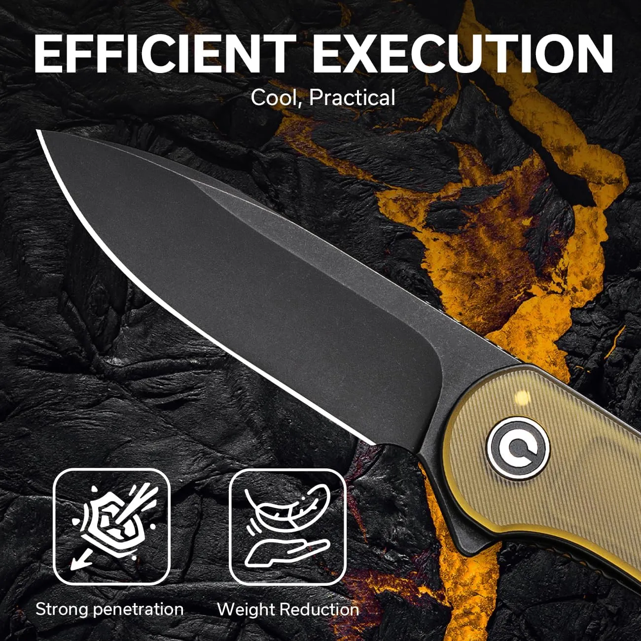 CIVIVI Pocket Knife for Men and Women,Elementum Folding Knife with 2.96" D2 Blade Ultem Handle,Ideal for Utility Gift C907A-5
