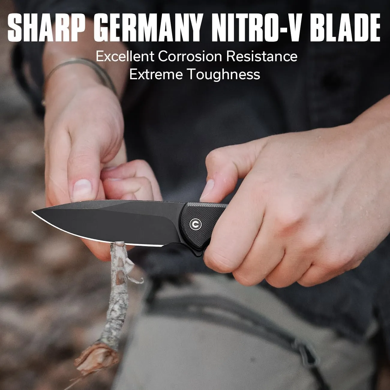 CIVIVI Primitrox Folding Knife for EDC, Flipper Pocket Knife with 3.48" Nitro-V Blade G10 Handle for Everyday Carry C23005A-2