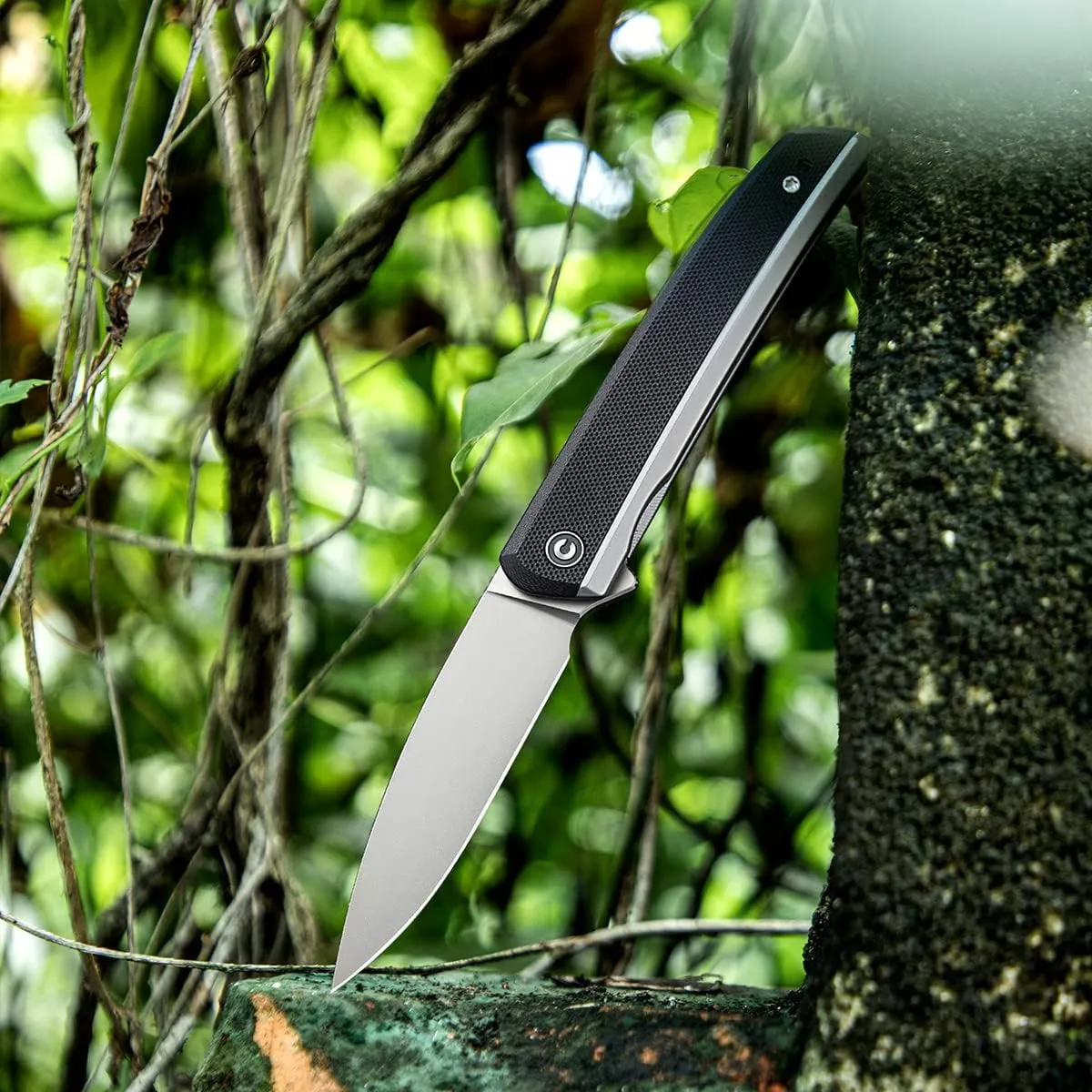 CIVIVI Savant Pocket Folding Knife 3.47-in Silver Bead Blasted 14C28N Blade Stainless Steel Handle with G10 Inlay Nested Frame Lock EDC Knife C20063B-2