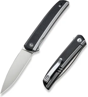 CIVIVI Savant Pocket Folding Knife 3.47-in Silver Bead Blasted 14C28N Blade Stainless Steel Handle with G10 Inlay Nested Frame Lock EDC Knife C20063B-2