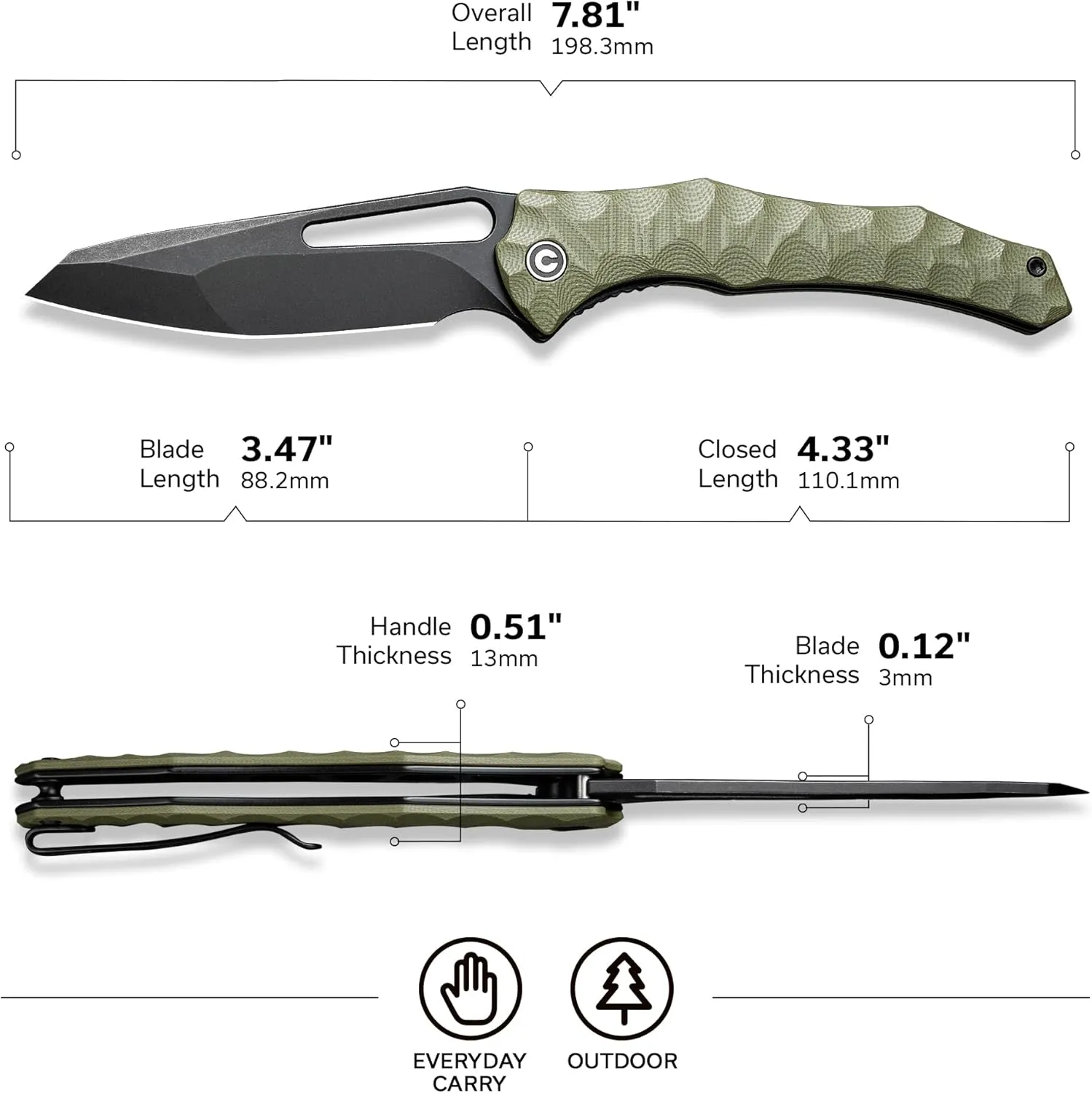 CIVIVI Spiny Dogfish Folding Pocket Knife C22006