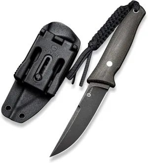 CIVIVI Tamashii Fixed Blade Knife with 4.07’’ D2 Blade Micarta Handle, Kydex Sheath, T-clip for EDC Outdoor Carry C19046-4
