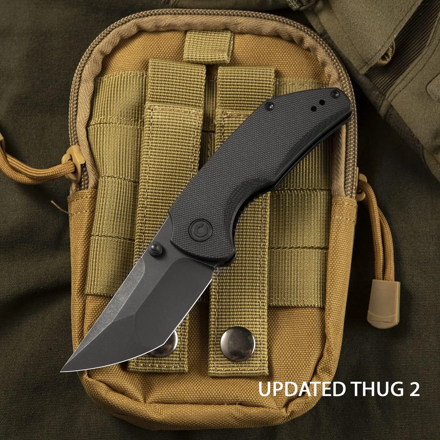CIVIVI Thug 2 Pocket Knife for EDC, Matthew Christensen 2.69" Nitro-V Blade G10 Handle with Thumb Stud and Reversible Pocket Clip, Folding Knife for Utility Hiking Camping Fishing Outdoor C20028C-1