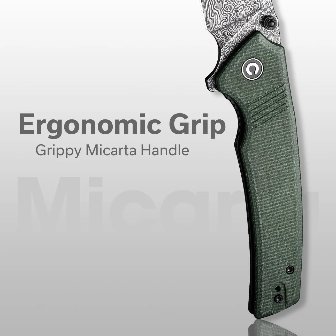 CIVIVI Tranquil Folding Pocket Knife for EDC, 3.7'' Damascus Forged Blade, Ergonomic Grip, Solid Liner Lock, Reversible Pocket Clip C23027-DS1（Green）