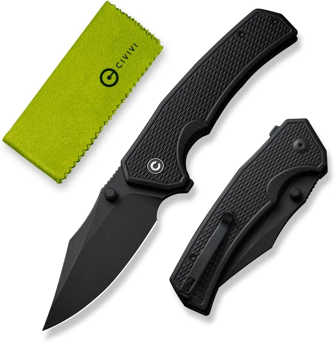 CIVIVI Vexillum Folding Knife for Outdoor and EDC, Flipper Pocket Knife with Thumb Stud Opener, 3.81" Nitro-V Blade Milled G10 Handle for Men C23003D-1