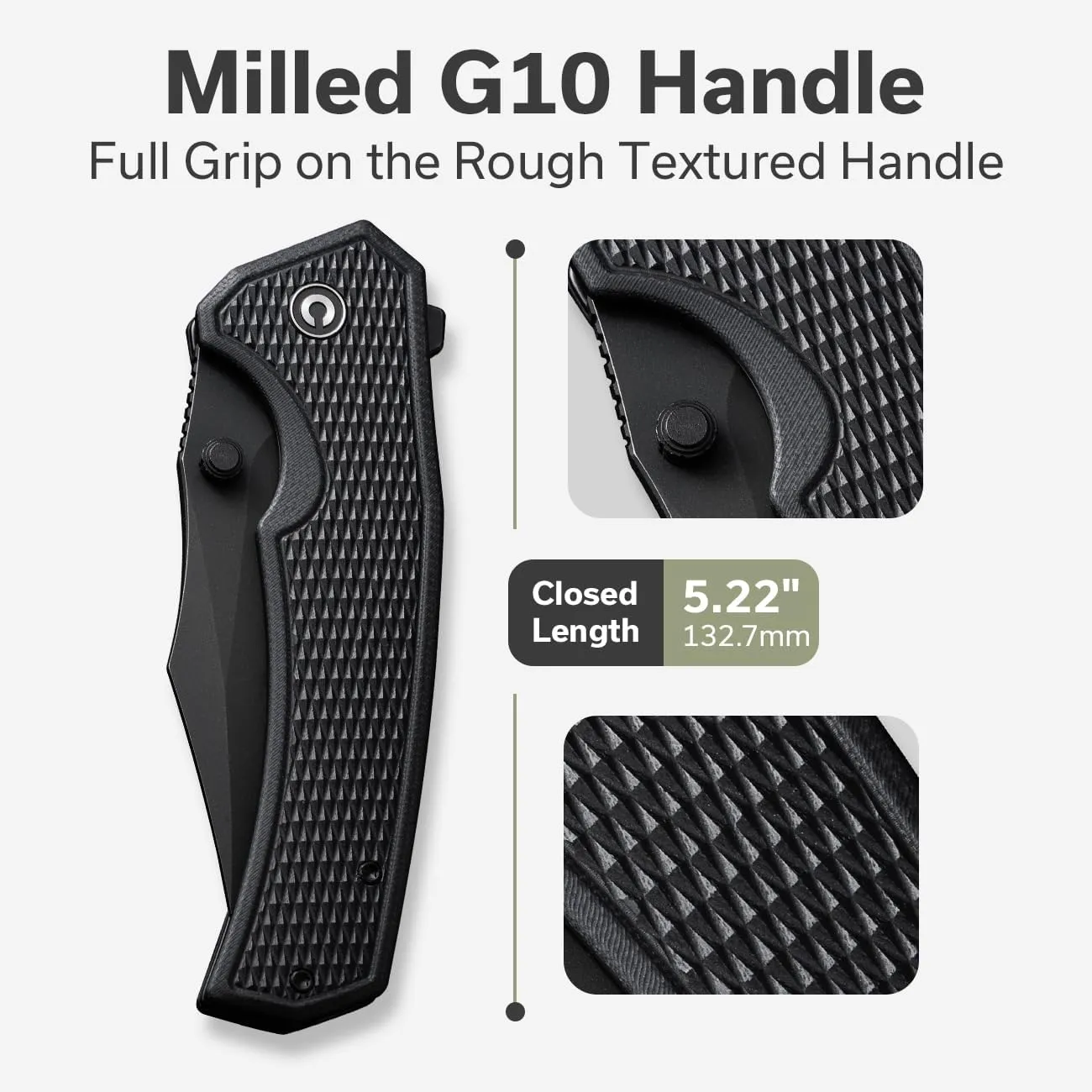 CIVIVI Vexillum Folding Knife for Outdoor and EDC, Flipper Pocket Knife with Thumb Stud Opener, 3.81" Nitro-V Blade Milled G10 Handle for Men C23003D-1