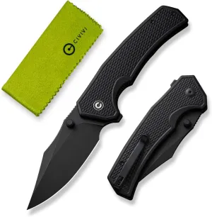 CIVIVI Vexillum Folding Knife for Outdoor and EDC, Flipper Pocket Knife with Thumb Stud Opener, 3.81" Nitro-V Blade Milled G10 Handle for Men C23003D-1