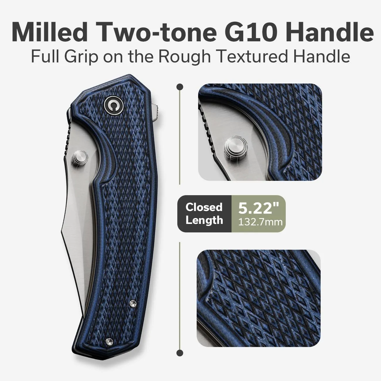 CIVIVI Vexillum Folding Knife for Outdoor and EDC, Flipper Pocket Knife with Thumb Stud Opener, 3.81" Nitro-V Blade Milled Two-tone G10 Handle for Men C23003D-3