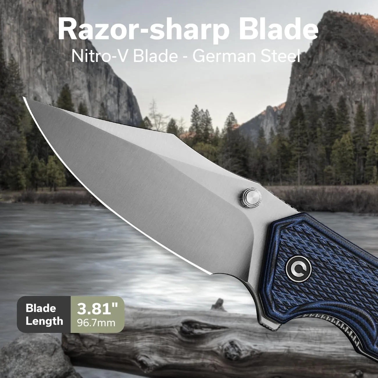 CIVIVI Vexillum Folding Knife for Outdoor and EDC, Flipper Pocket Knife with Thumb Stud Opener, 3.81" Nitro-V Blade Milled Two-tone G10 Handle for Men C23003D-3