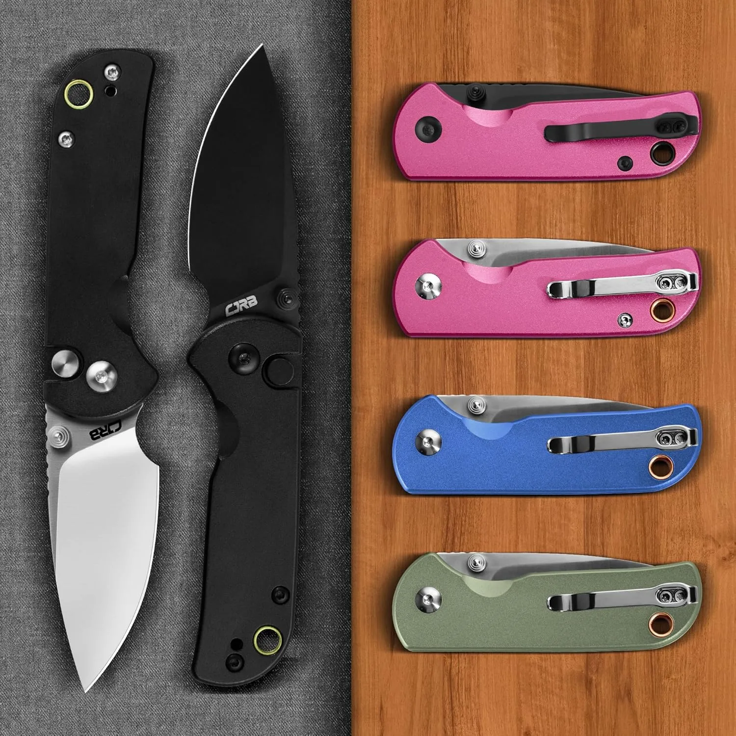 CJRB CUTLERY Pocket Knife for EDC Mica (J1934) Thumb Studs Folding Knife with 2.36" AR-RPM9 Steel Blade and Black Aluminum Handle,Ideal for Outdoor Hunting Camping