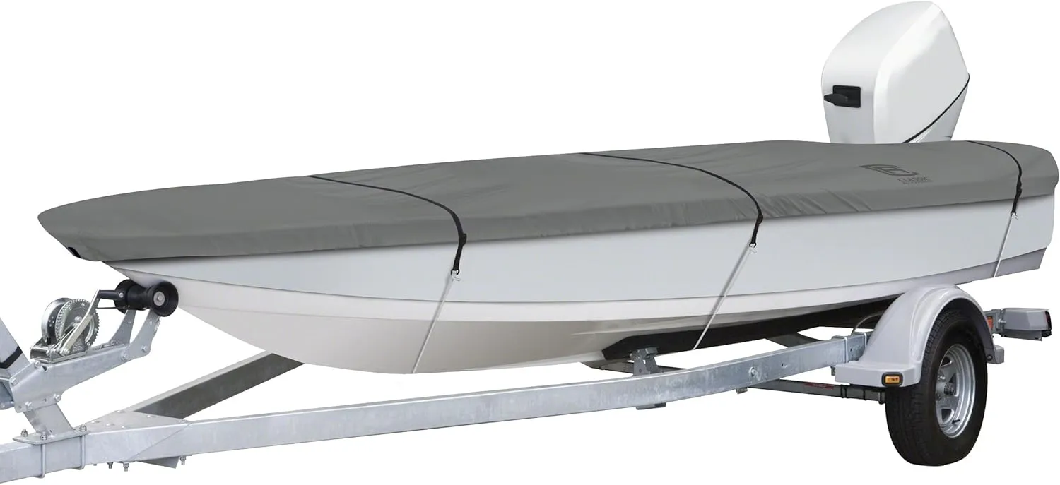 Classic Accessories 20-140-081001-00 Lunex RS-1 Boat Cover For Utility/Fishing Boats 14' - 16' L, Up to 75" W, Grey