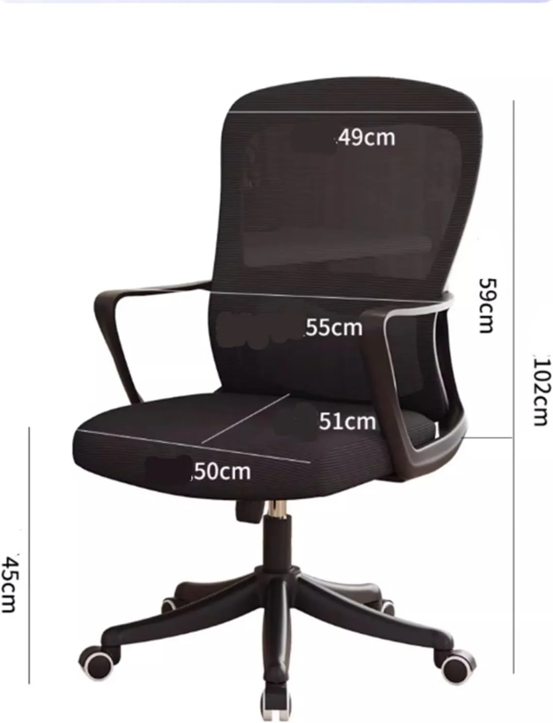 Classic Office Chair Ergonomic Office Home Desk Mesh Fixed Armrest, Executive Computer Chair with Lumbar Support Desk Task Chair(Black)