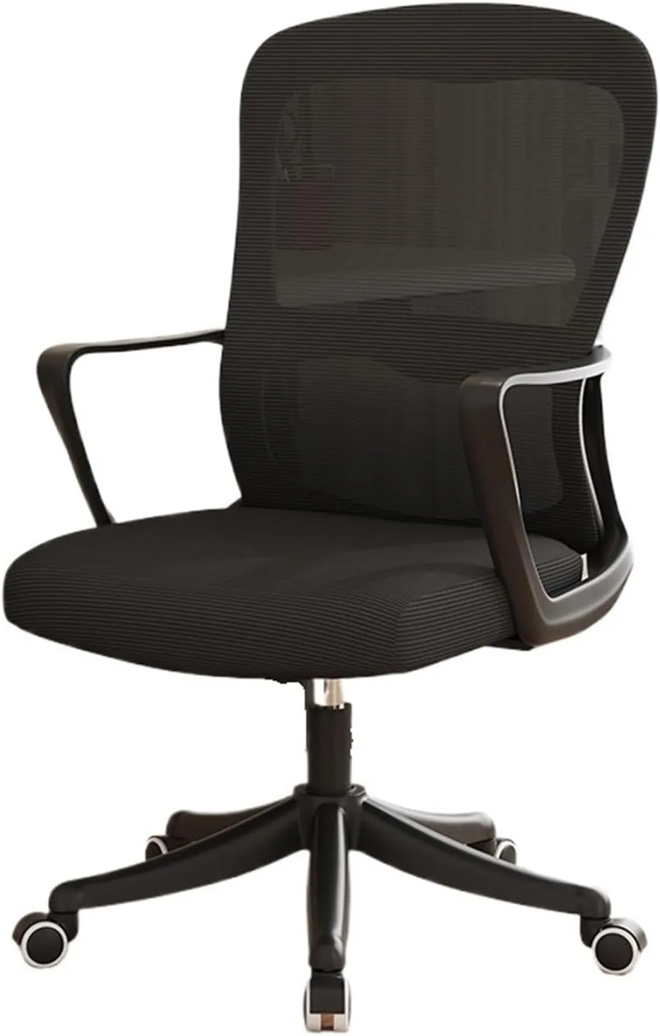 Classic Office Chair Ergonomic Office Home Desk Mesh Fixed Armrest, Executive Computer Chair with Lumbar Support Desk Task Chair(Black)