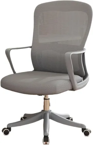 Classic Office Chair Ergonomic Office Home Desk Mesh Fixed Armrest, Executive Computer Chair with Lumbar Support Desk Task Chair(Gris)