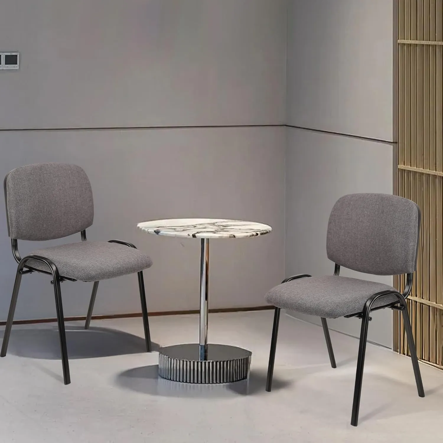 CLATINA Set of 5 Pack Waiting Room Chair Fabric Grey Stackable Chairs Metal Frame with Thickened Seat Back Cushion for Waiting Conference Room Guest Chairs