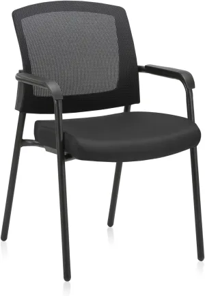 CLATINA Stacking Chairs, Stackable Waiting Room Chair No Wheels with Armrest and Lumber Support, Ergonomic Mesh Office Arm Chair Reception Guest Chairs for Home Conference Lobby Church School, Black