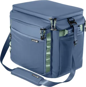 CleverMade Sequoia Collapsible Cooler Bag – 50 Can Insulated Soft Cooler Tote for Travel, Beach, Picnic – 18"x12.5"x14.25" – Twilight Blue – Durable PU/PEVA