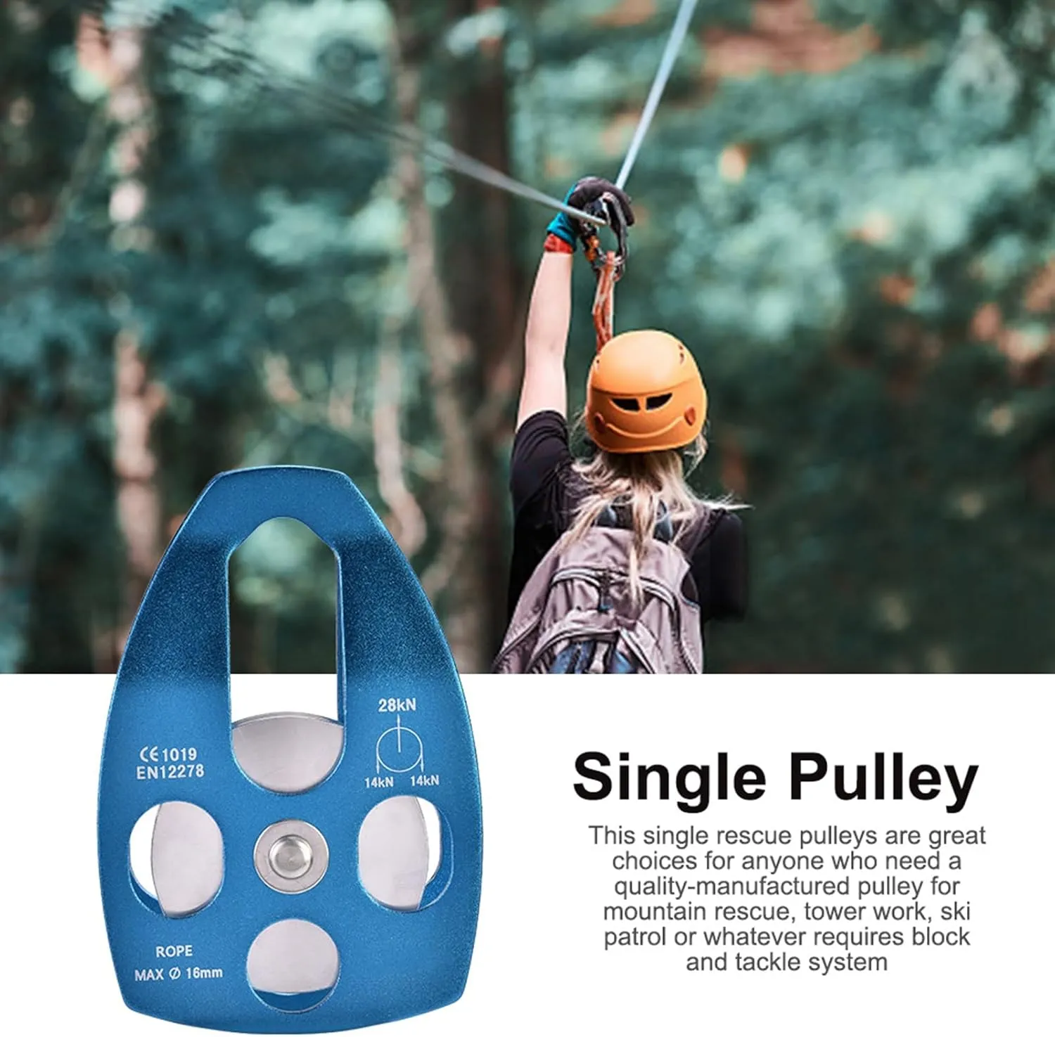 Climbing Ascender, KN Rescue Pulley Single Sheave with Swing Plate Safety Equipment for Outdoors Rock Climbing Mountaineering