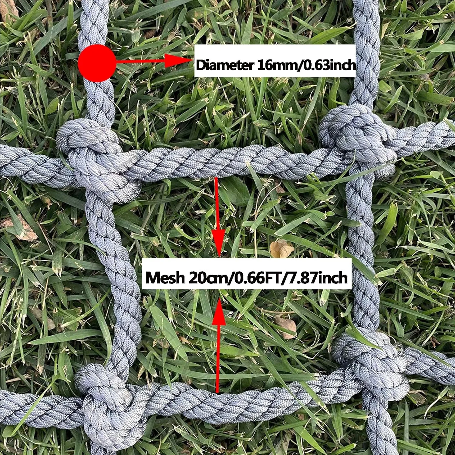 Climbing Cargo Net Climbing Net for Outdoor Playground Safety Net Heavy-Duty Rope Fence Stair Balcony Railing Protection Net,1Mx1M(3.3FTx3.3FT)