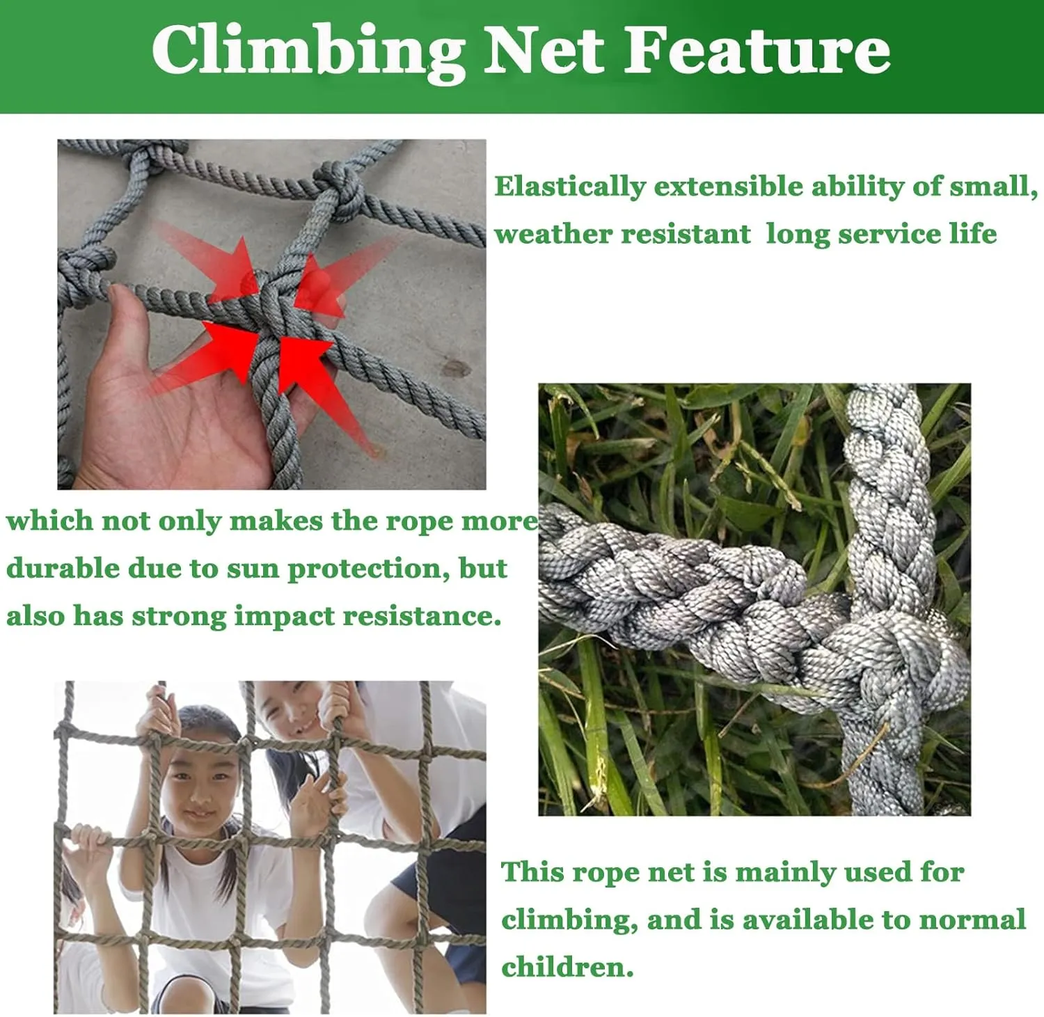 Climbing Cargo Net Climbing Net for Outdoor Playground Safety Net Heavy-Duty Rope Fence Stair Balcony Railing Protection Net,1Mx1M(3.3FTx3.3FT)