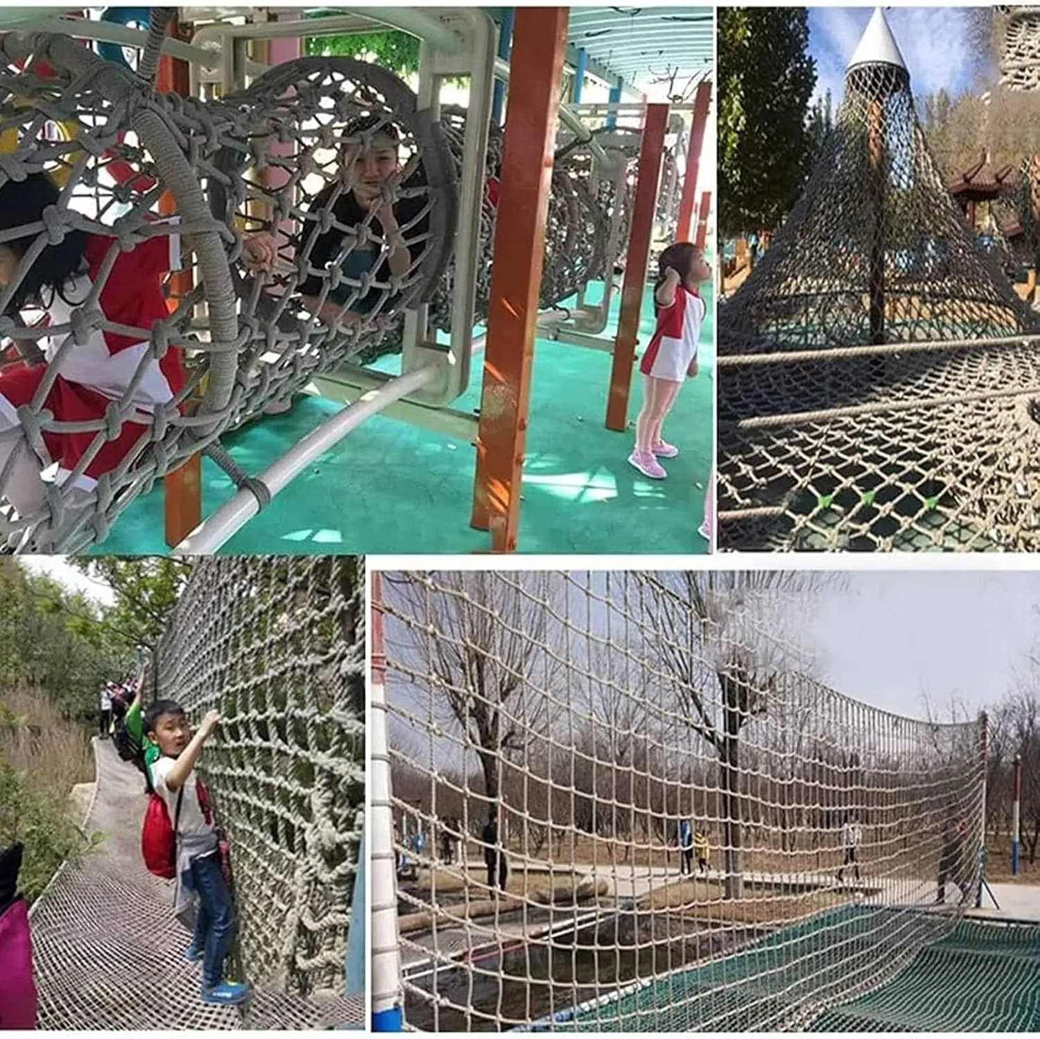 Climbing Cargo Net, Heavy Duty Playground Climbing Rope Netting, Safety Nets for Treehouse Protection, Balcony Protection Fences,3 * 4m(10 * 13ft)