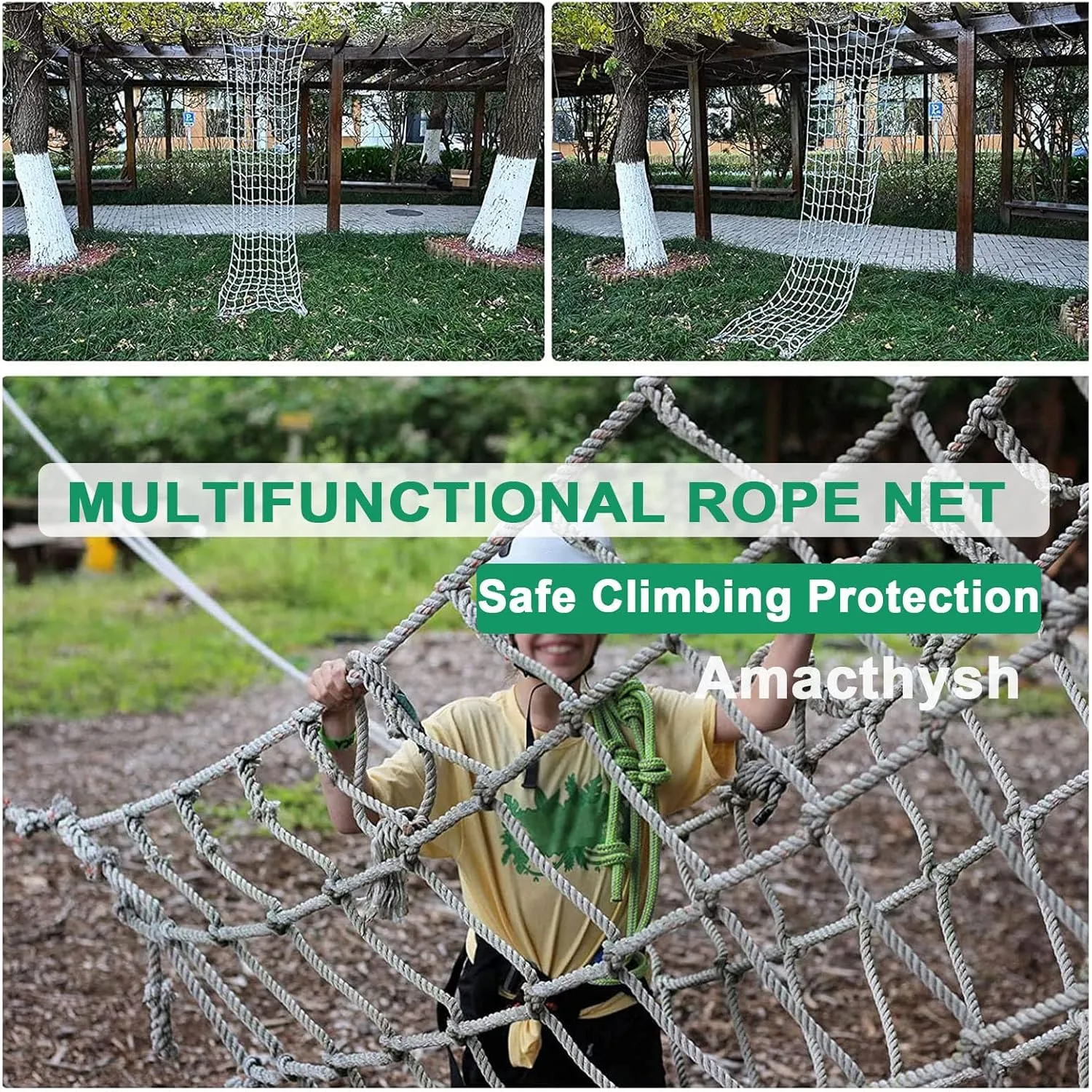 Climbing Cargo Net Kids Playground Patio Fence Protection Net for Kids Safety Netting Pet Rope Netting for Indoor Outdoor,236.22 * 354.33 inch