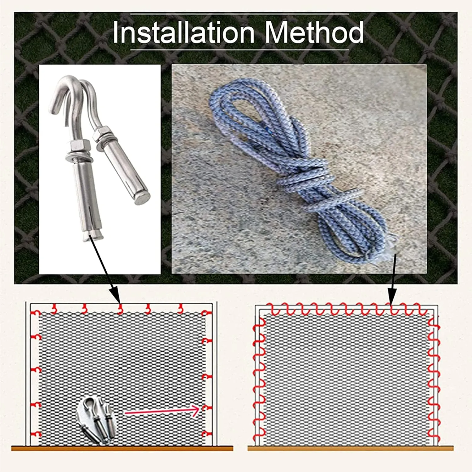 Climbing Cargo Net Kids Playground Patio Fence Protection Net for Kids Safety Netting Pet Rope Netting for Indoor Outdoor,236.22 * 354.33 inch