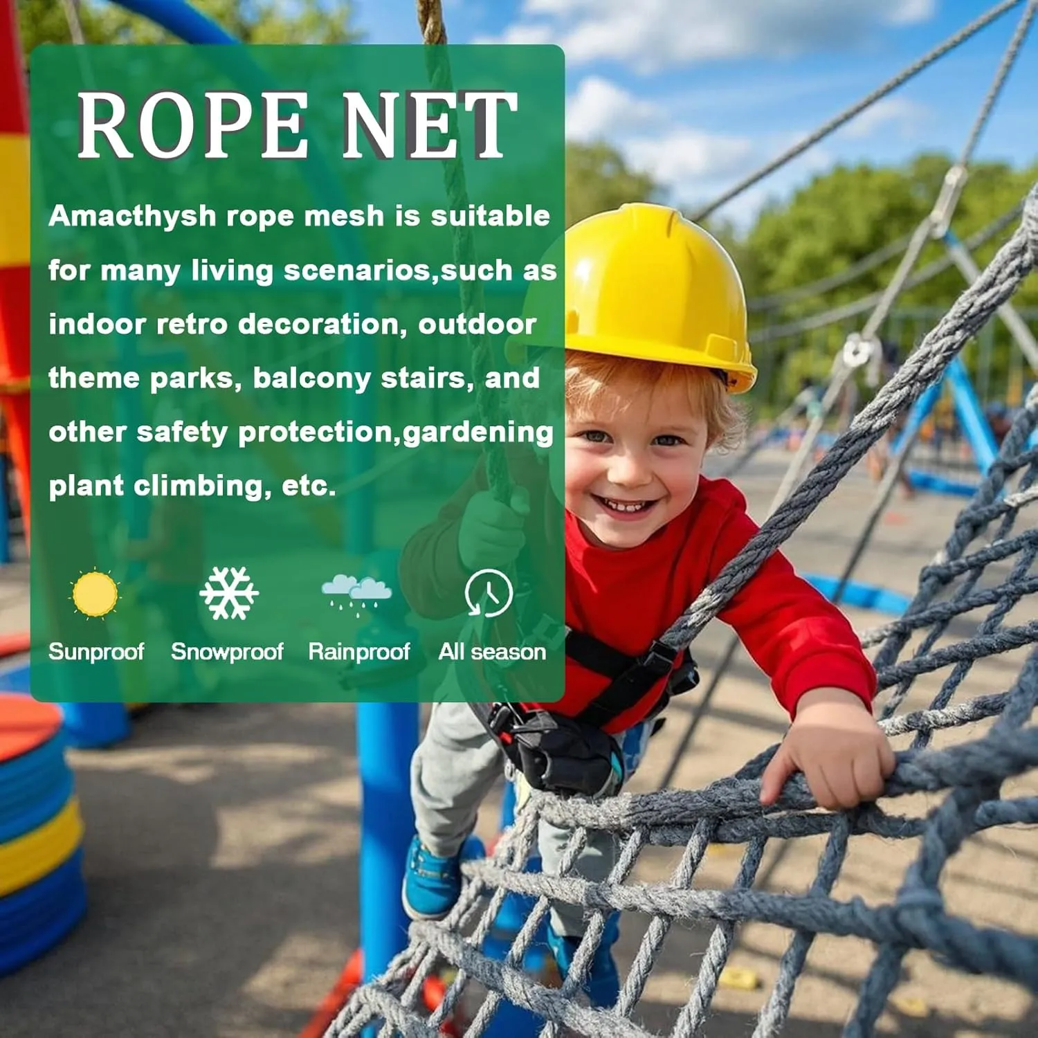 Climbing Cargo Net Kids Playground Patio Fence Protection Net for Kids Safety Netting Pet Rope Netting for Indoor Outdoor,236.22 * 354.33 inch