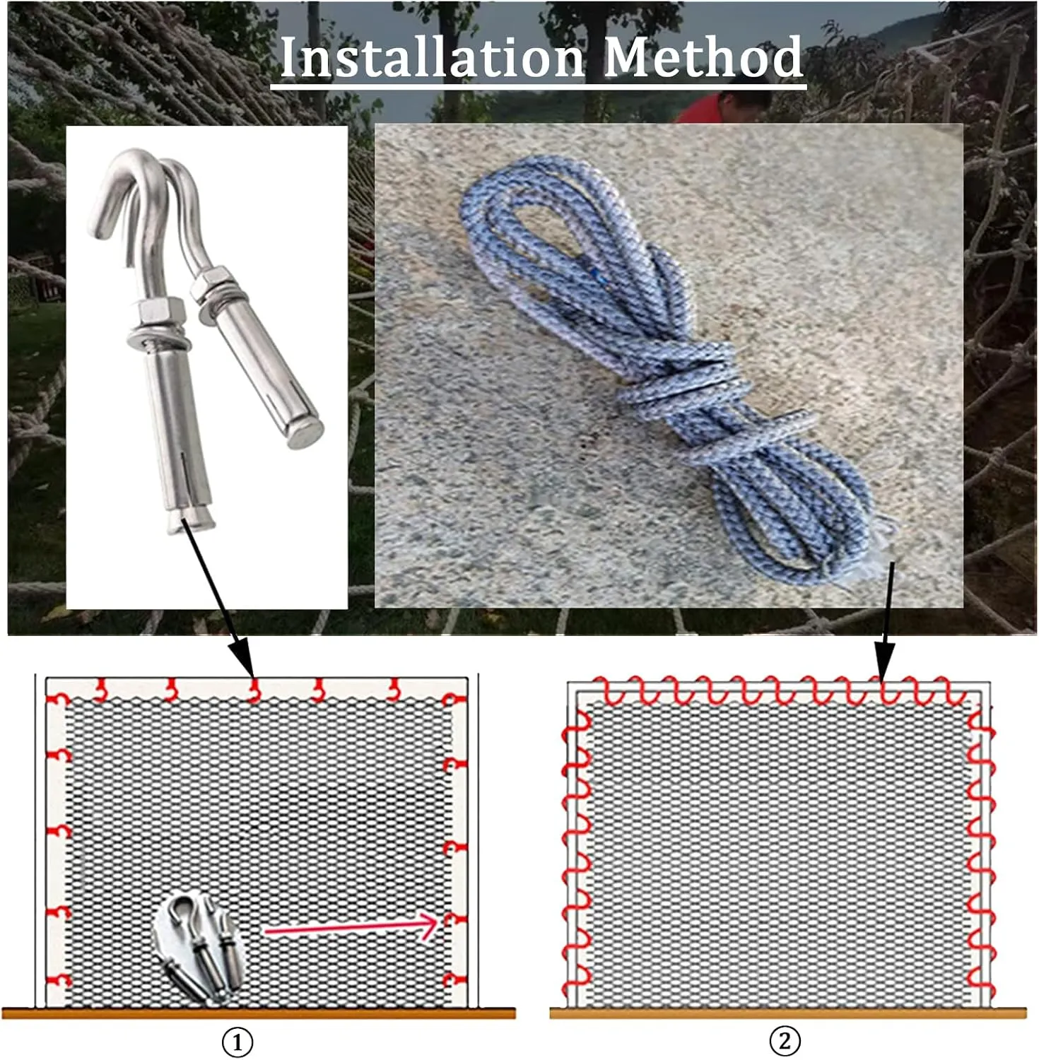 Climbing Cargo Net Playground Safety Net,Indoor and Outdoor Sturdy and Durable Polyamide Safety Net,Playing,Support(Size:100 * 100 cm)