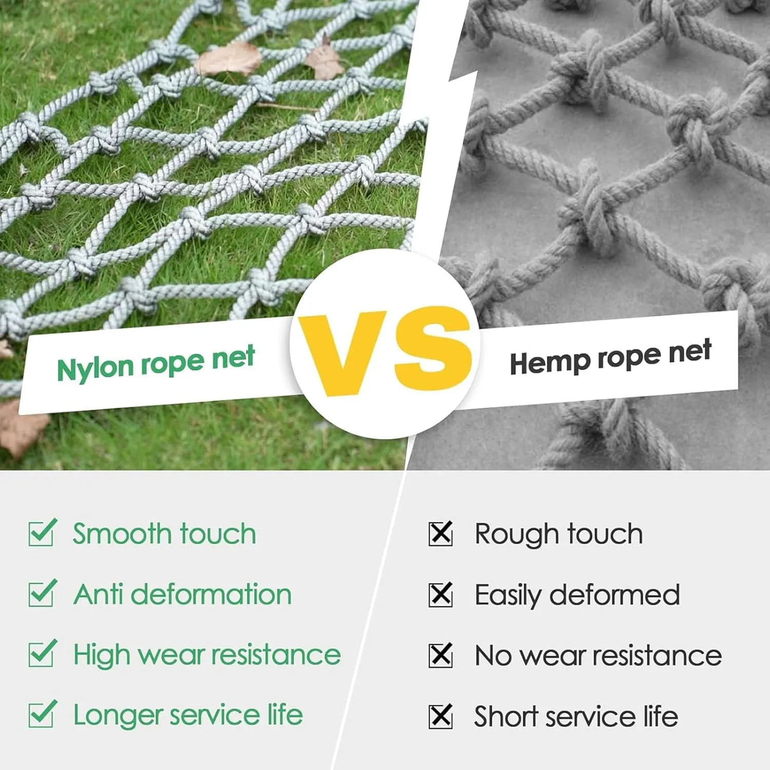 Climbing Cargo Net Safety Climbing Rope Net for Kids Outdoor Play Equipment Rope Ladder Jungle Gyms Playground Swingset Treehouse Obstacle Training,26.2 * 29.5ft