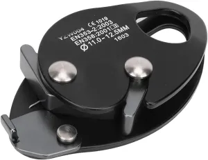Climbing Descender, Climbing Rope Grip, Stop Descender for 11-12.5mm Rope, Rock Climbing, Aerial Work, Rappelling (Black)