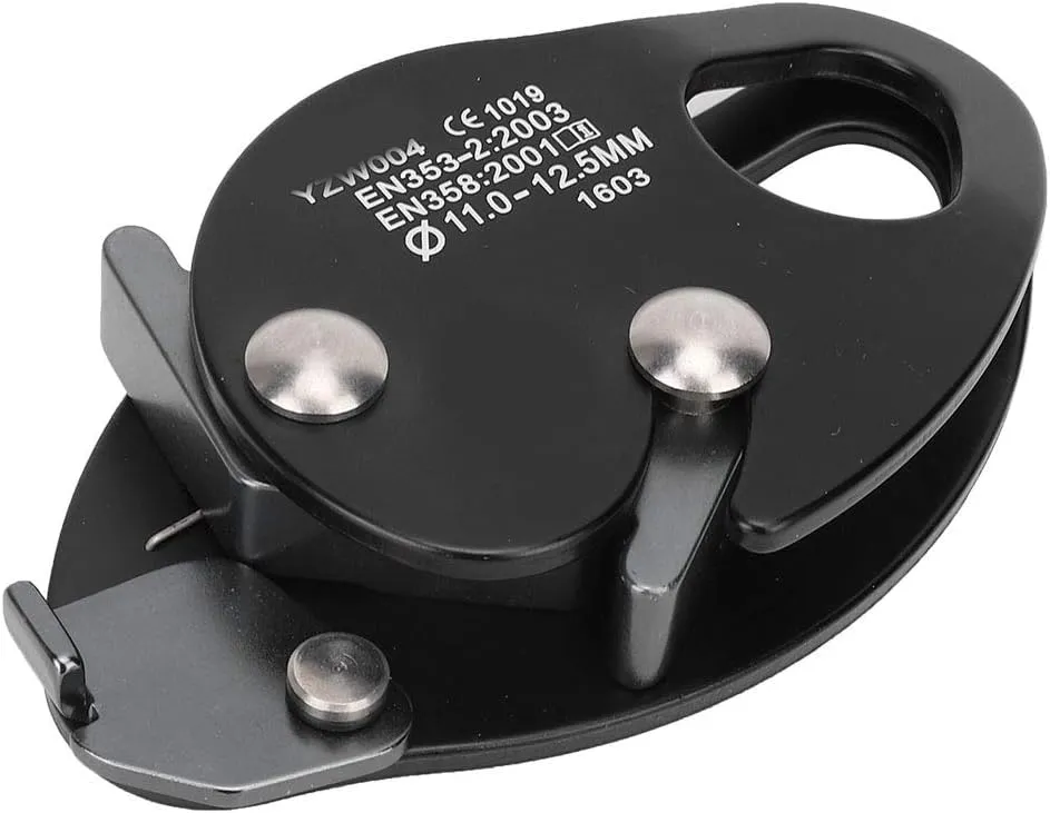 Climbing Descender, Climbing Rope Grip, Stop Descender for 11-12.5mm Rope, Rock Climbing, Aerial Work, Rappelling (Black)
