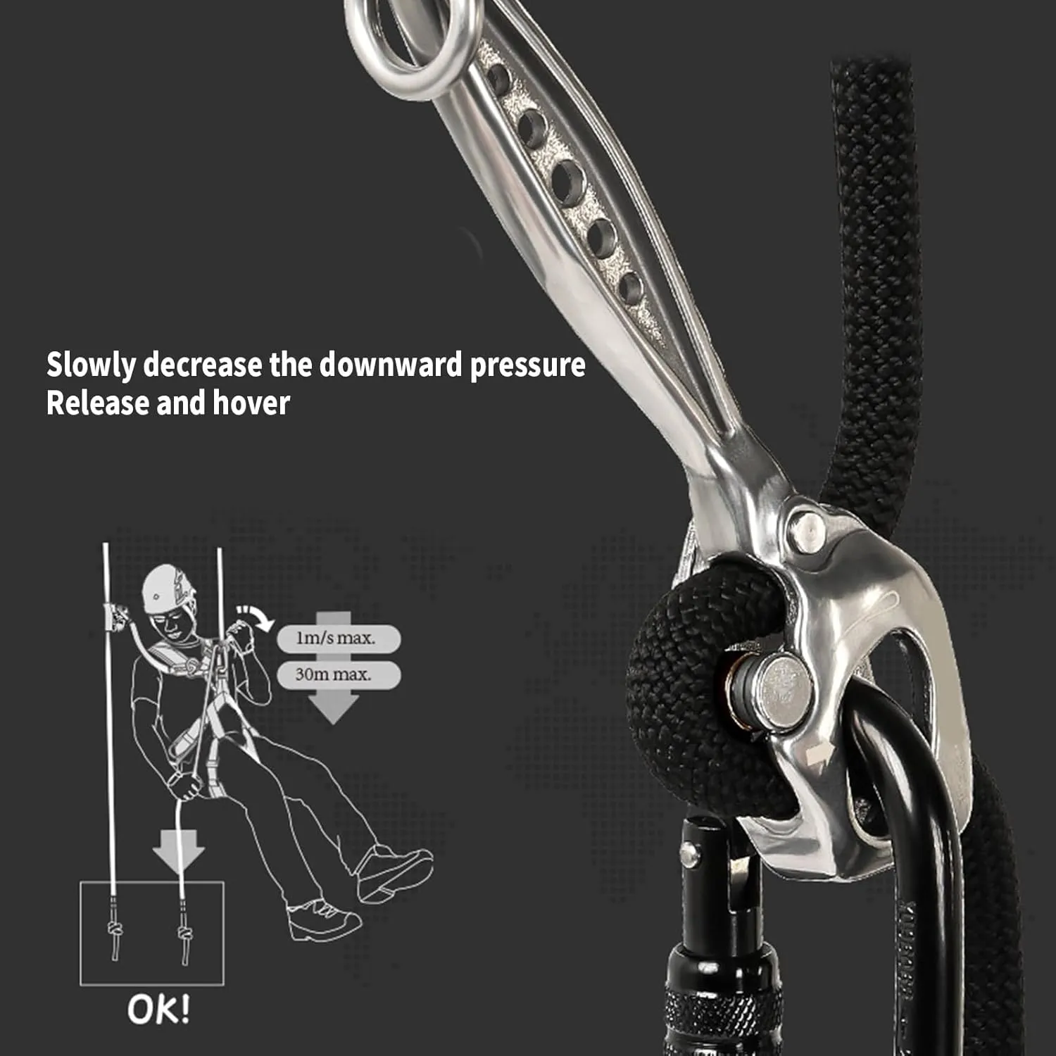 Climbing Descender for Rock Climbing Rappelling Climbing Downhill Rappel Gear Downhill Equipment Rescuing Device