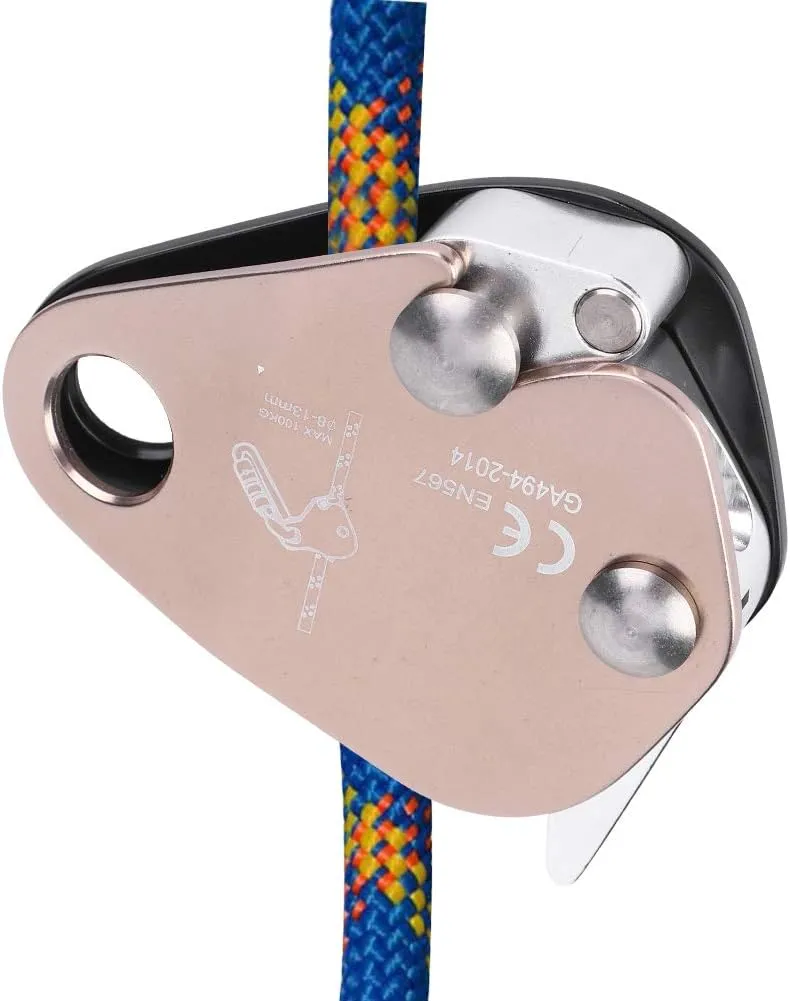Climbing Descender,Aluminum Descender with Rope Stopper for Mountaineering, Rock Climbing, Aerial Work