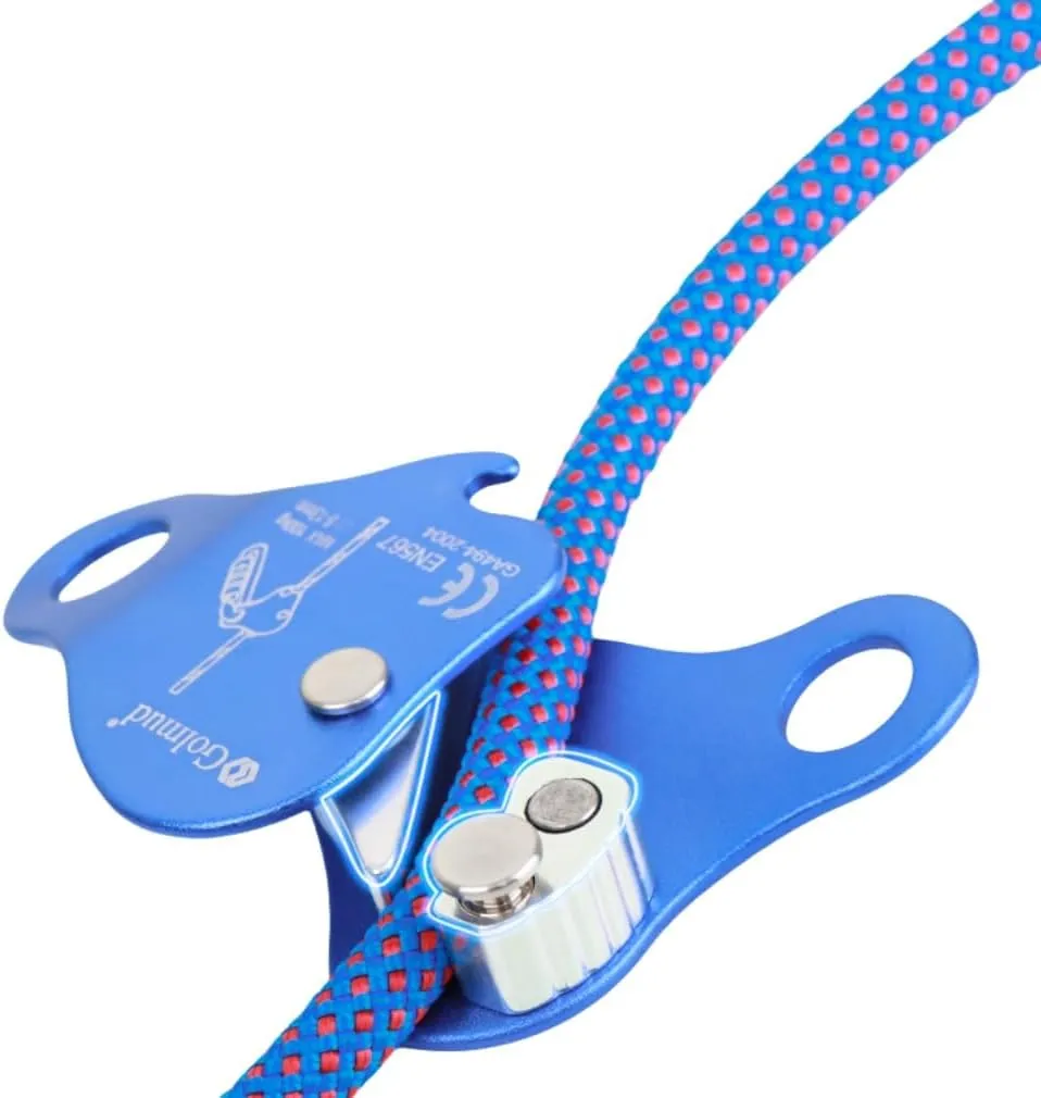 Climbing Fall Protection Belay Device Ascender Protect Aluminum Magnesium Alloy Climbing Ascent Rope Grip Clamp for Mountaineering Rock Climbing Downhill Operations and Rescue (9211-A)