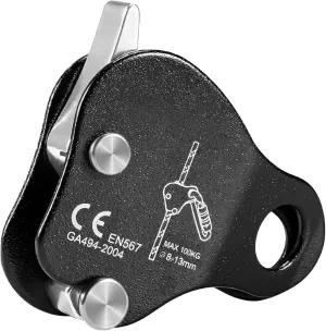 Climbing Fall Protection Rope Device, Aluminum Alloy Ascender for Safety, Rescue, Mountaineering, Arborist Gear with 8-13Mm Rope Support, Lightweight and