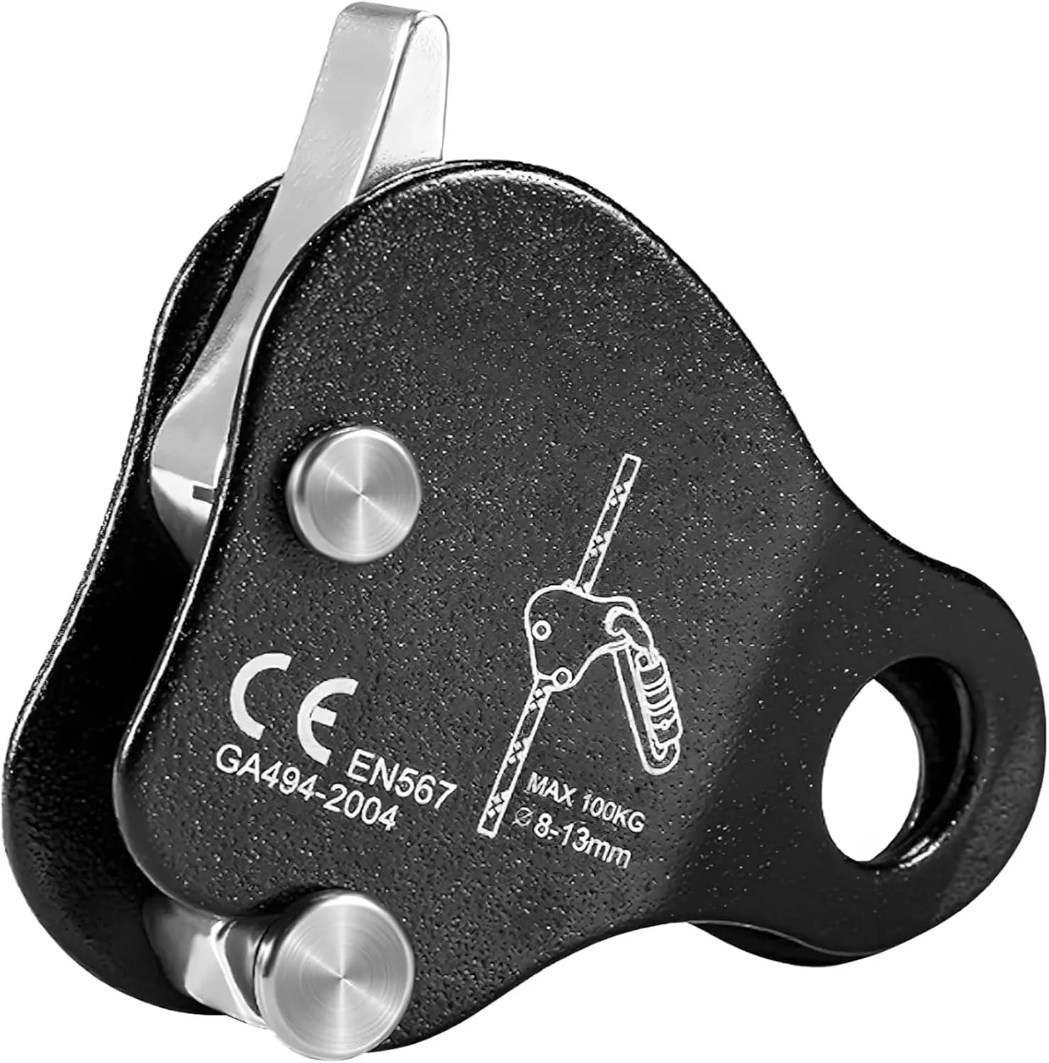 Climbing Fall Protection Rope Device, Aluminum Alloy Ascender for Safety, Rescue, Mountaineering, Arborist Gear with 8-13Mm Rope Support, Lightweight and