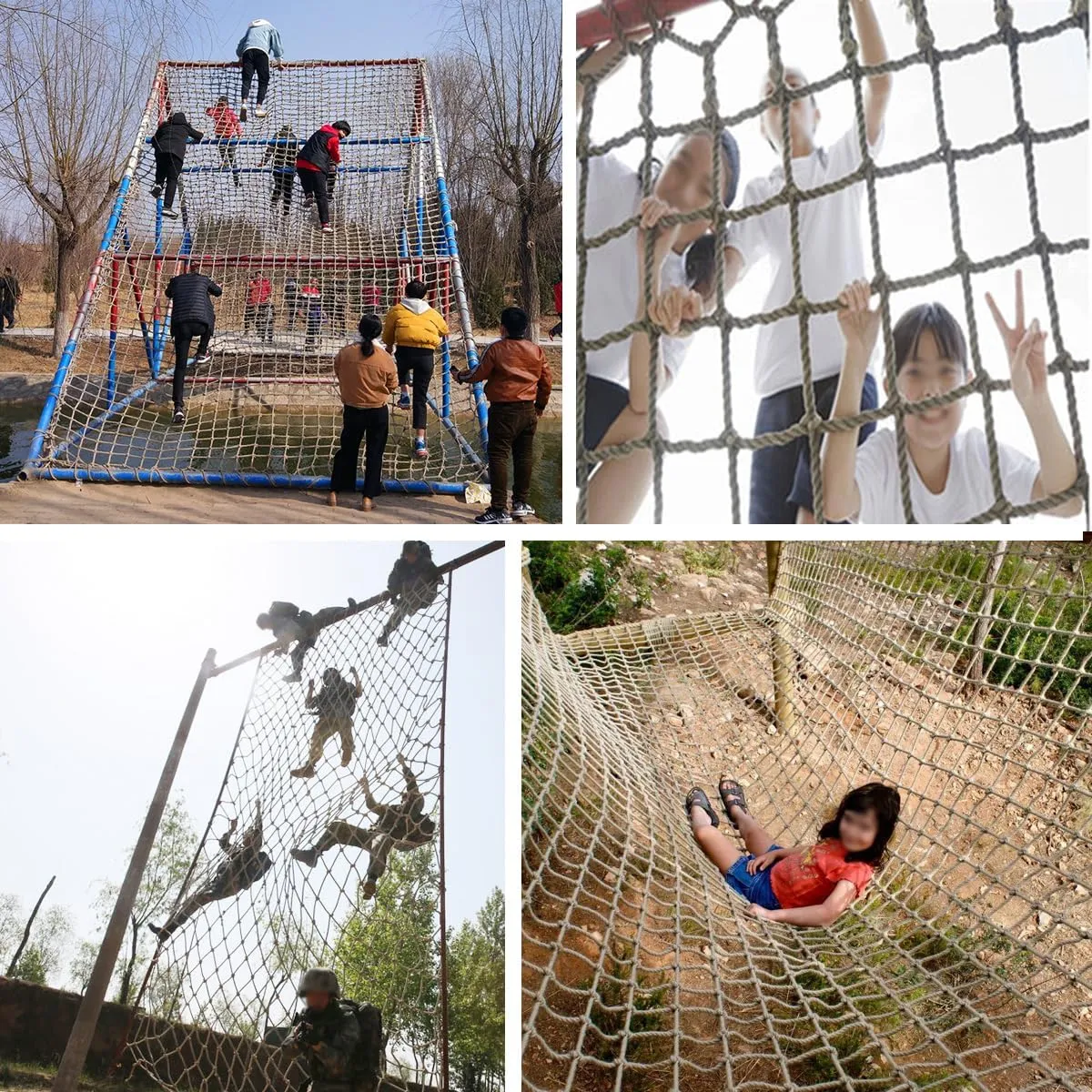 Climbing Net for Kids and Adults,16mm Thick Jute Hemp Rope Nets,Playground Play Climbing Net,Outdoor Treehouse Rope Ladder Hammock,Heavy Duty Large Military Climbing Net for Outdoor(Size:0.5mx8m)